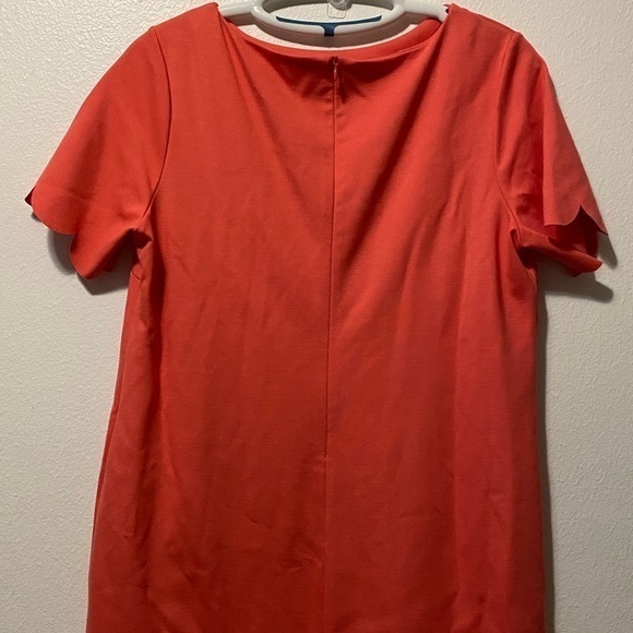 Chico's Orange Sheath Midi Dress Short Sleeve Crew Neck Minimalist Size 1 Medium - Picture 12 of 13
